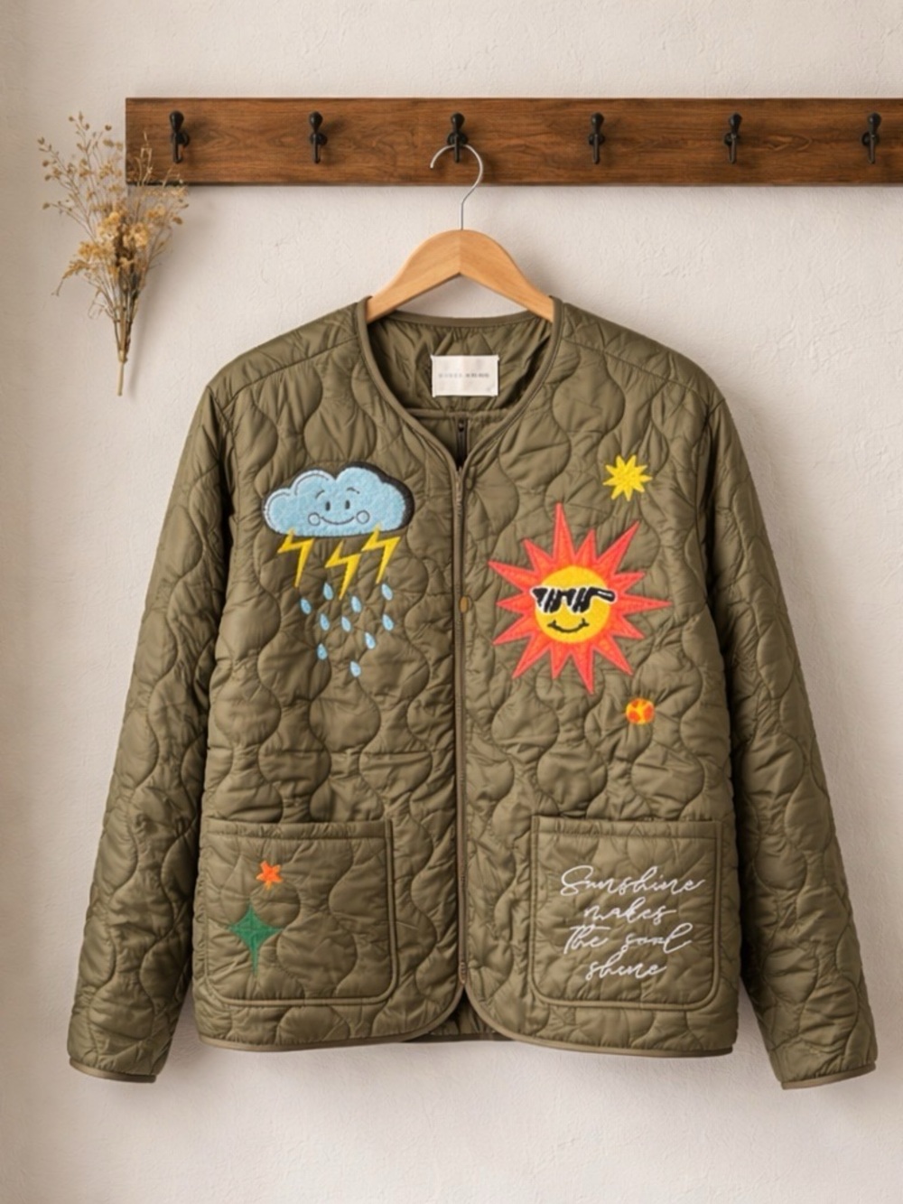 First Row Quilted Patchwork Jacket *Olive Green Size Med